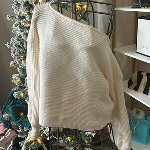 Elegant Cream Off-Shoulder Sweater